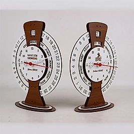 Masaüstü Sonsuz Takvimli Ahşap Saat