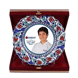 Resim Baskılı Çini Tabak - Kadife Kutulu